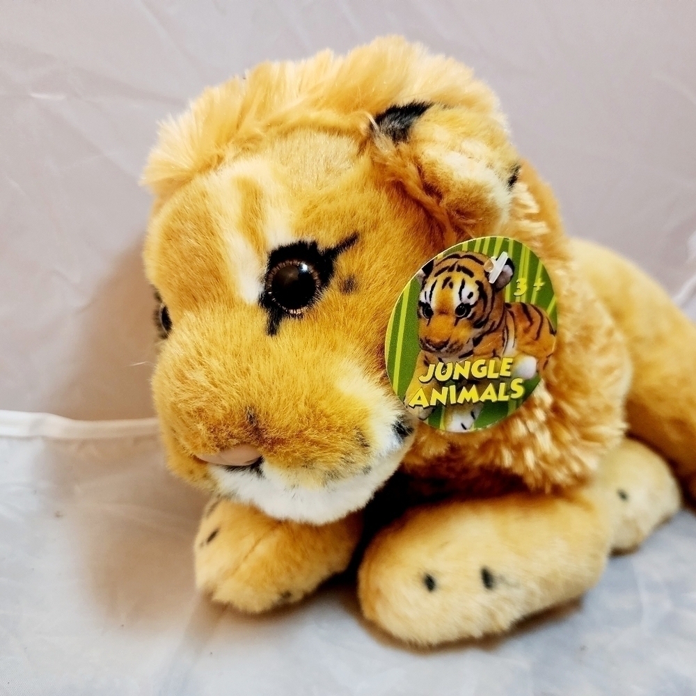 NWT Anico International Inc. Laying Lion Plush Stuffed Animal Tan Orange 14" New